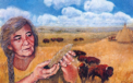 White Buffalo Calf Woman Illustration - Casein on Linen